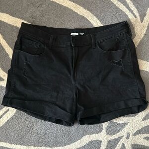 Black denim shorts